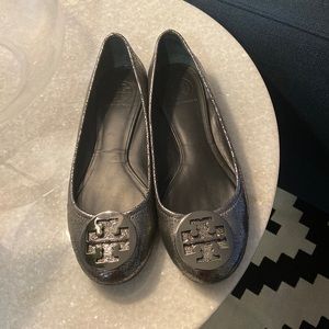 Metallic grey Tory Burch flats